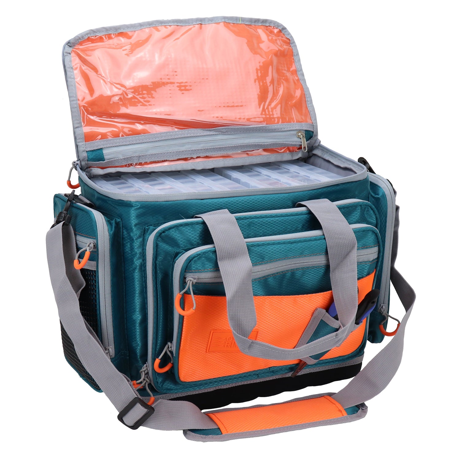 Osage River Boss Fishing Tackle Bag w Tackle Boxes-Medium-Green