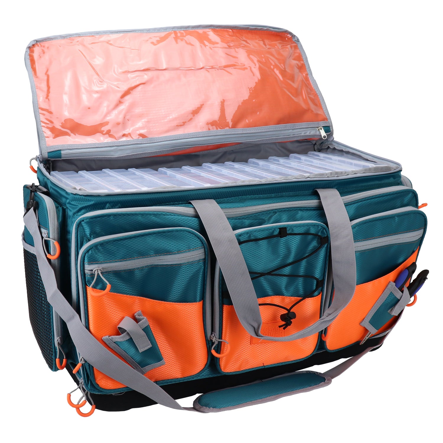 Osage River Boss Fishing Tackle Bag w Tackle Boxes-XL-Green