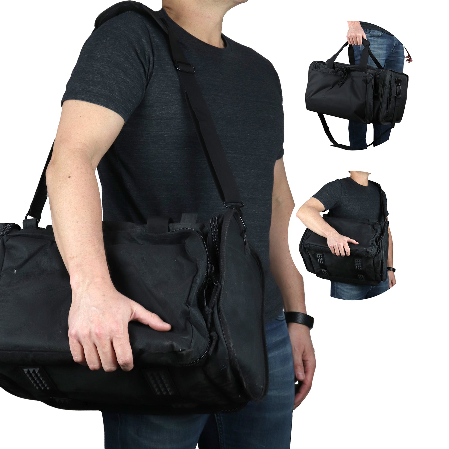 Tactical Range Bag with 9 Compartments and 2 Removable Pistol Pouches