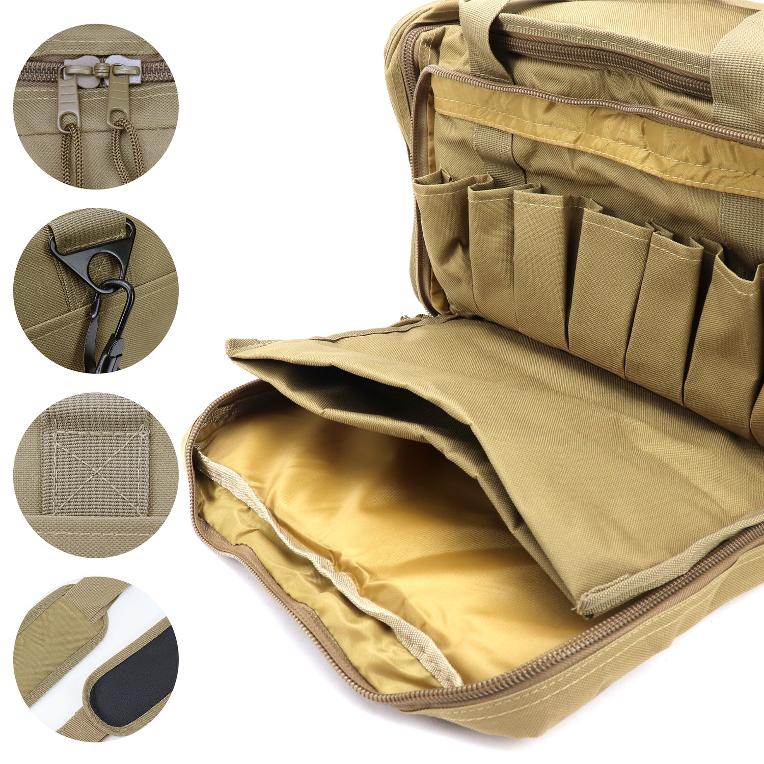 Tactical Range Bag with 9 Compartments and 2 Removable Pistol Pouches