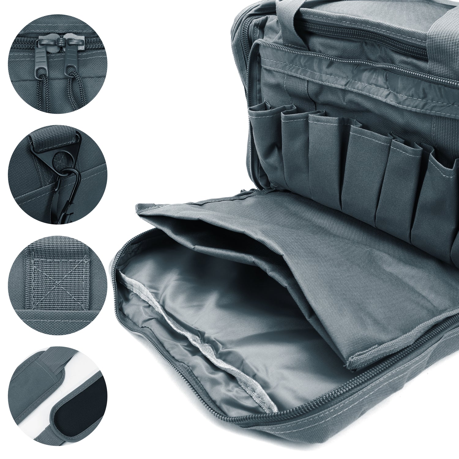 Tactical Range Bag with 9 Compartments and 2 Removable Pistol Pouches