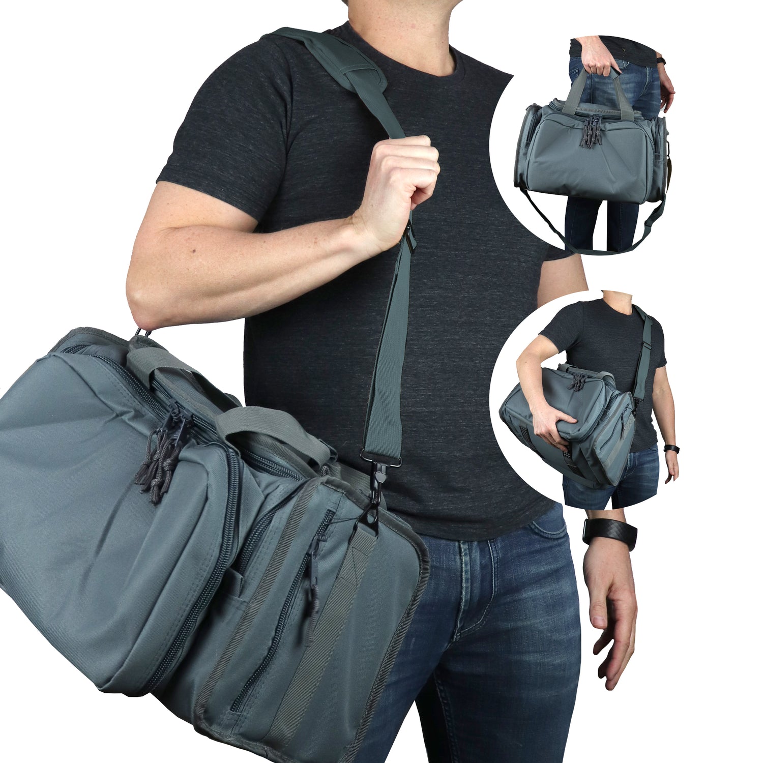 Tactical Range Bag with 9 Compartments and 2 Removable Pistol Pouches