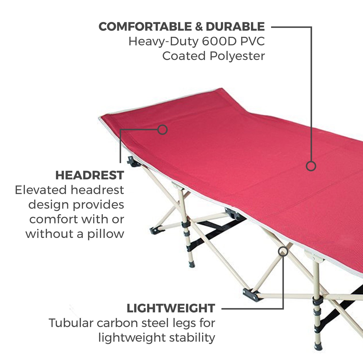 Lightweight Camping Cot w/Carrying Case