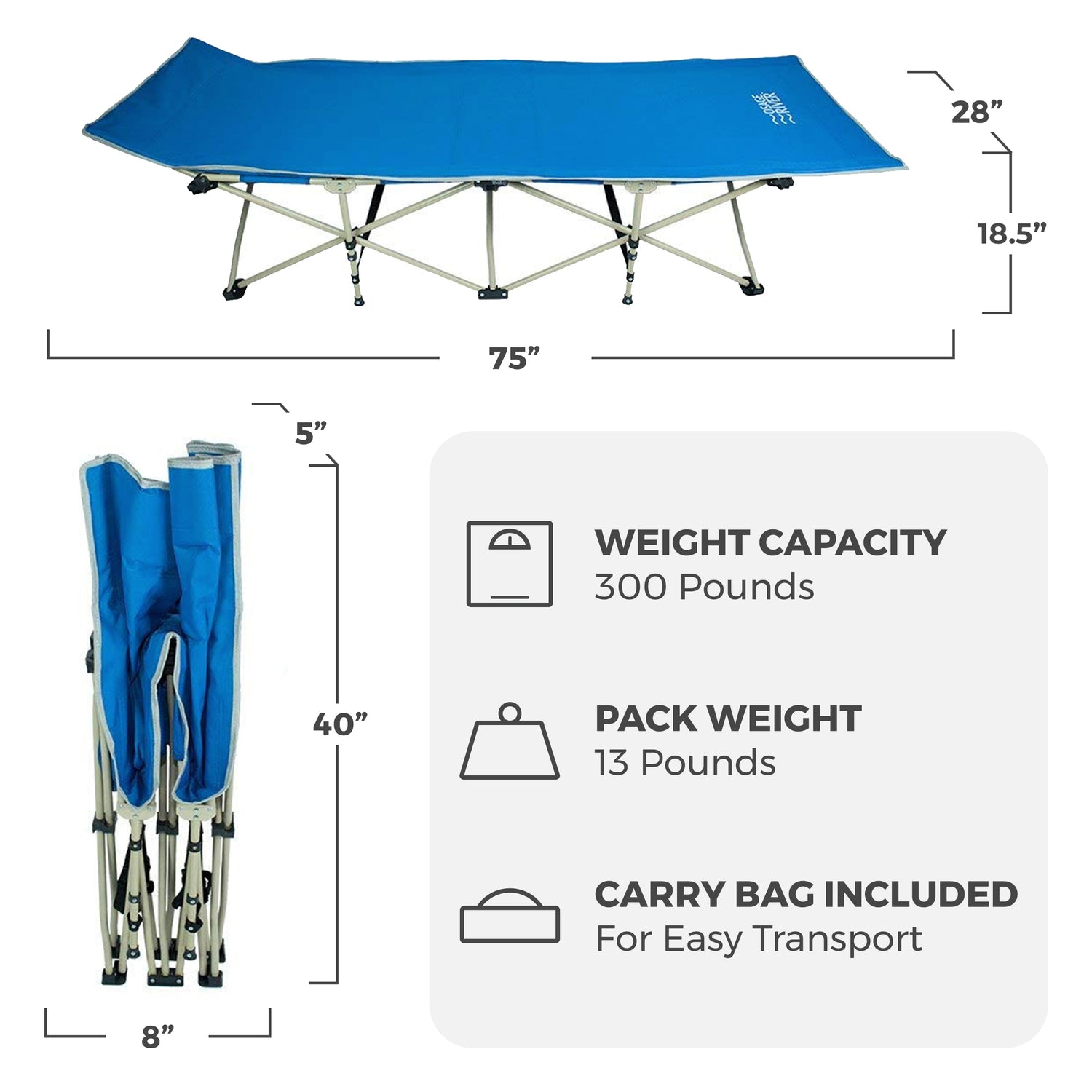 Lightweight Camping Cot w/Carrying Case