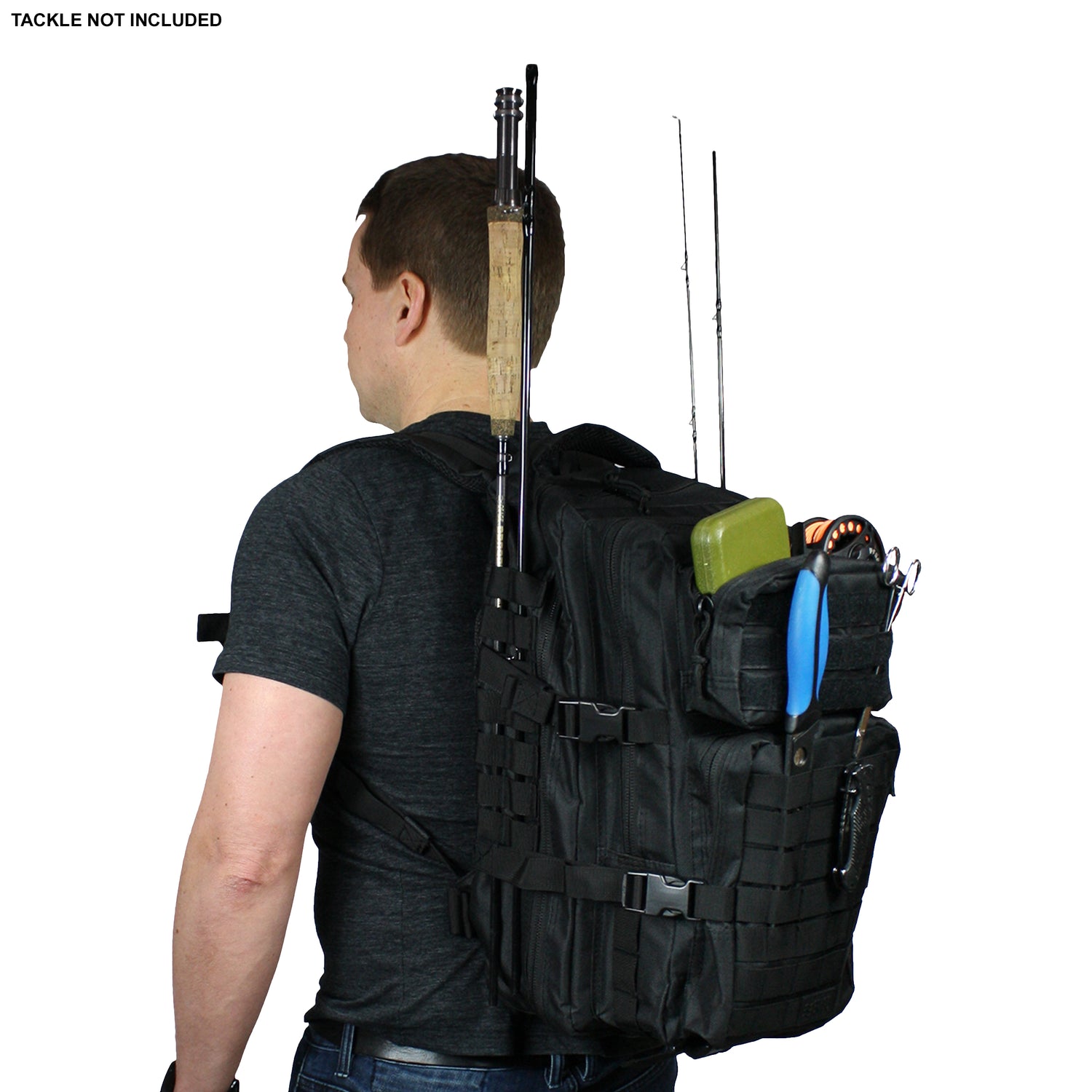 Fishing Tackle Backpack with Fishing Rod Holder