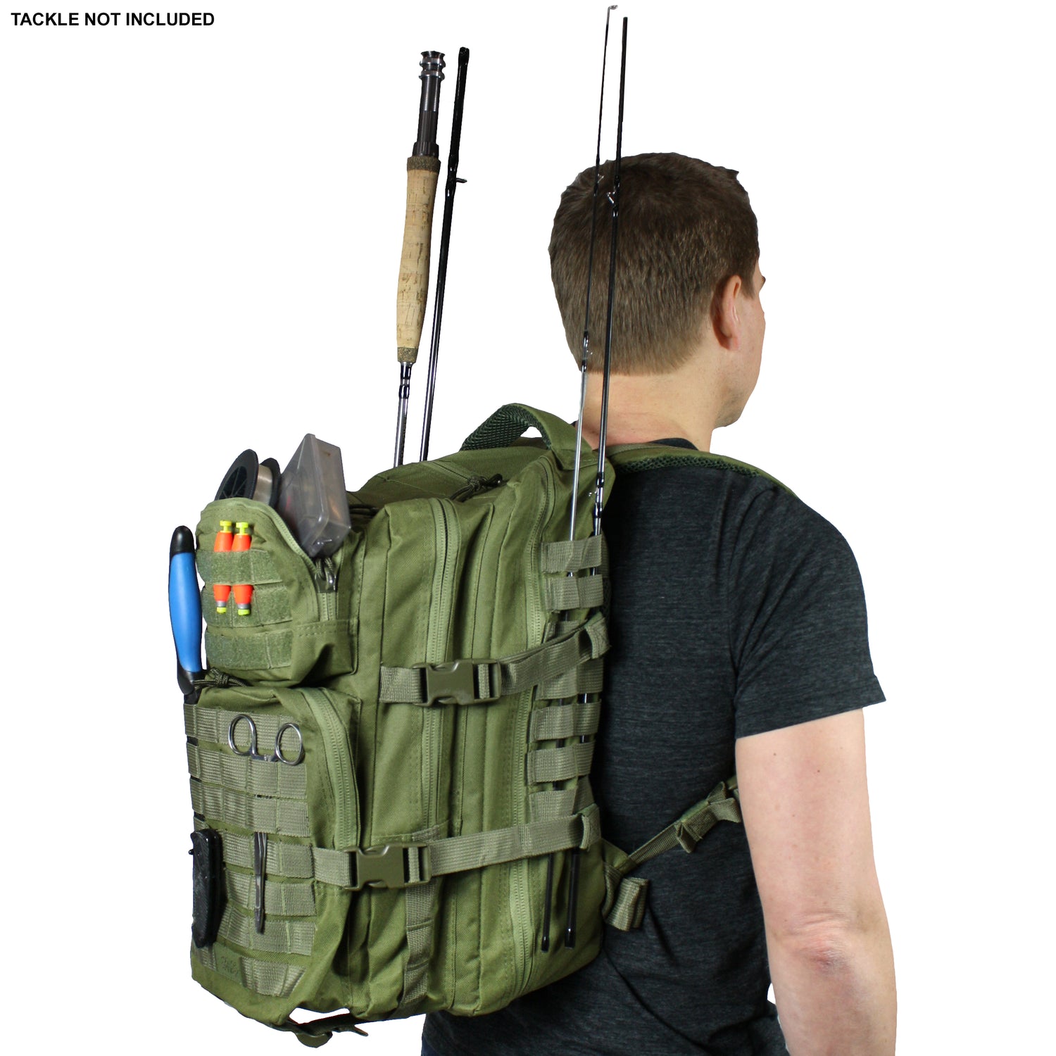 Fishing Tackle Backpack with Fishing Rod Holder