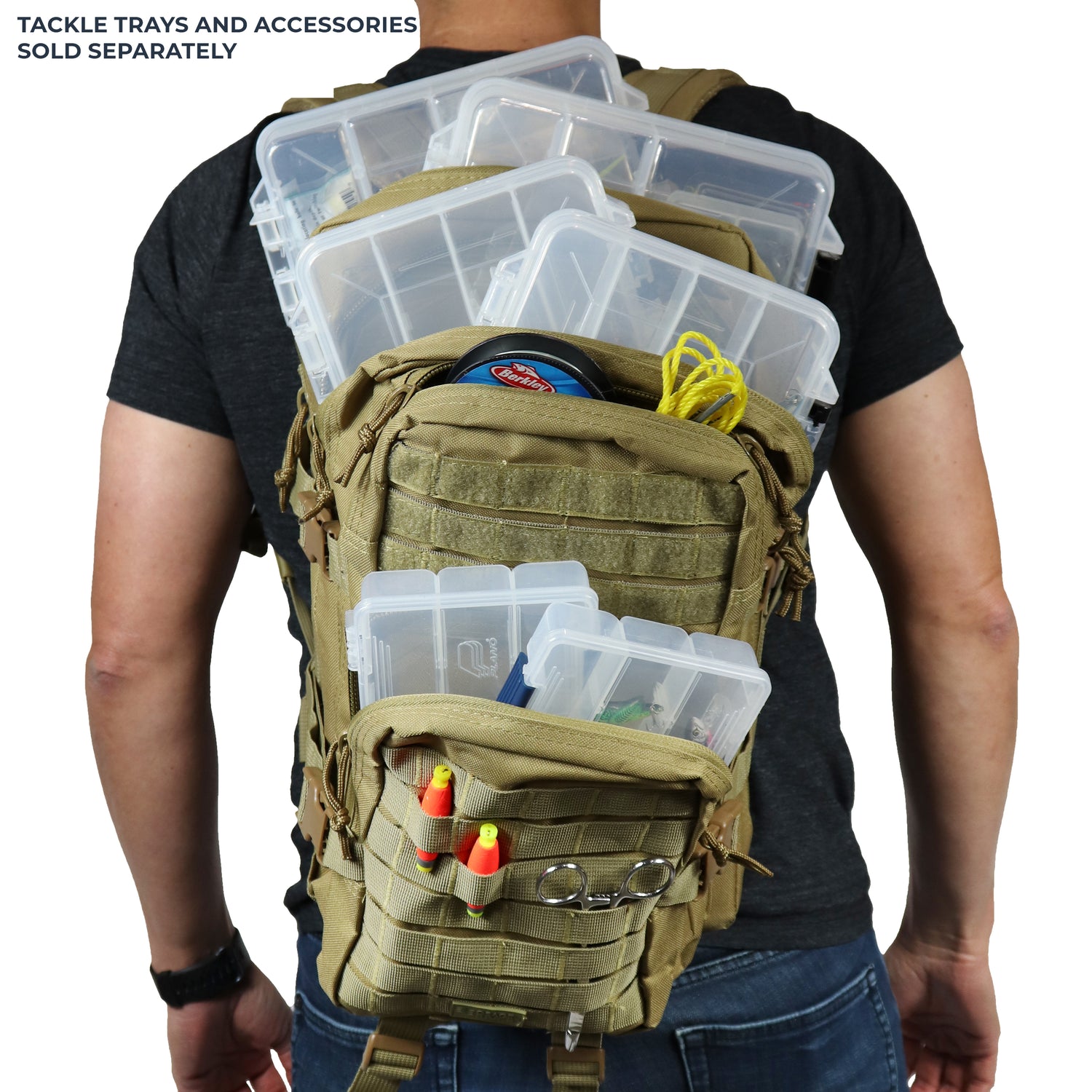 Fishing Tackle Backpack with Fishing Rod Holder