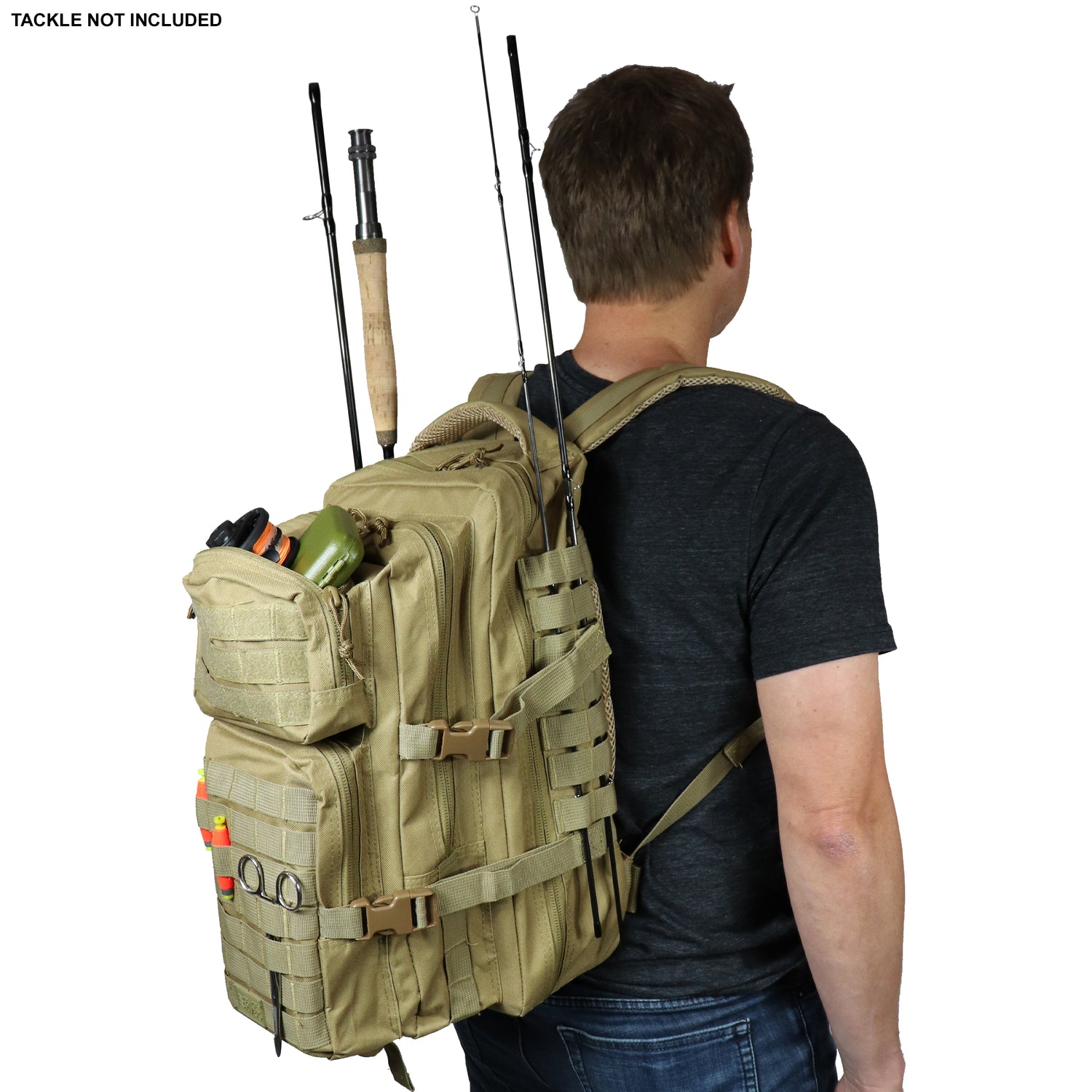 Fishing Tackle Backpack with Fishing Rod Holder