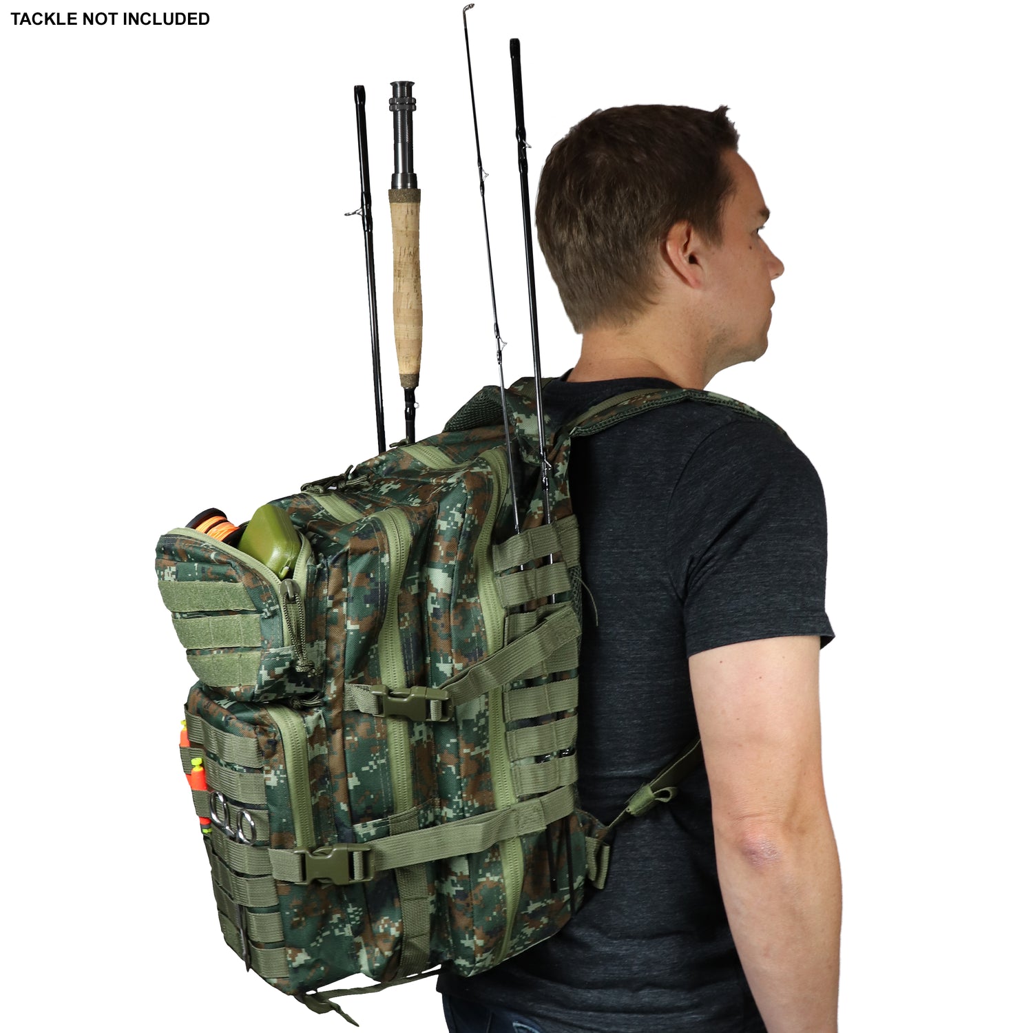 Fishing Tackle Backpack with Fishing Rod Holder