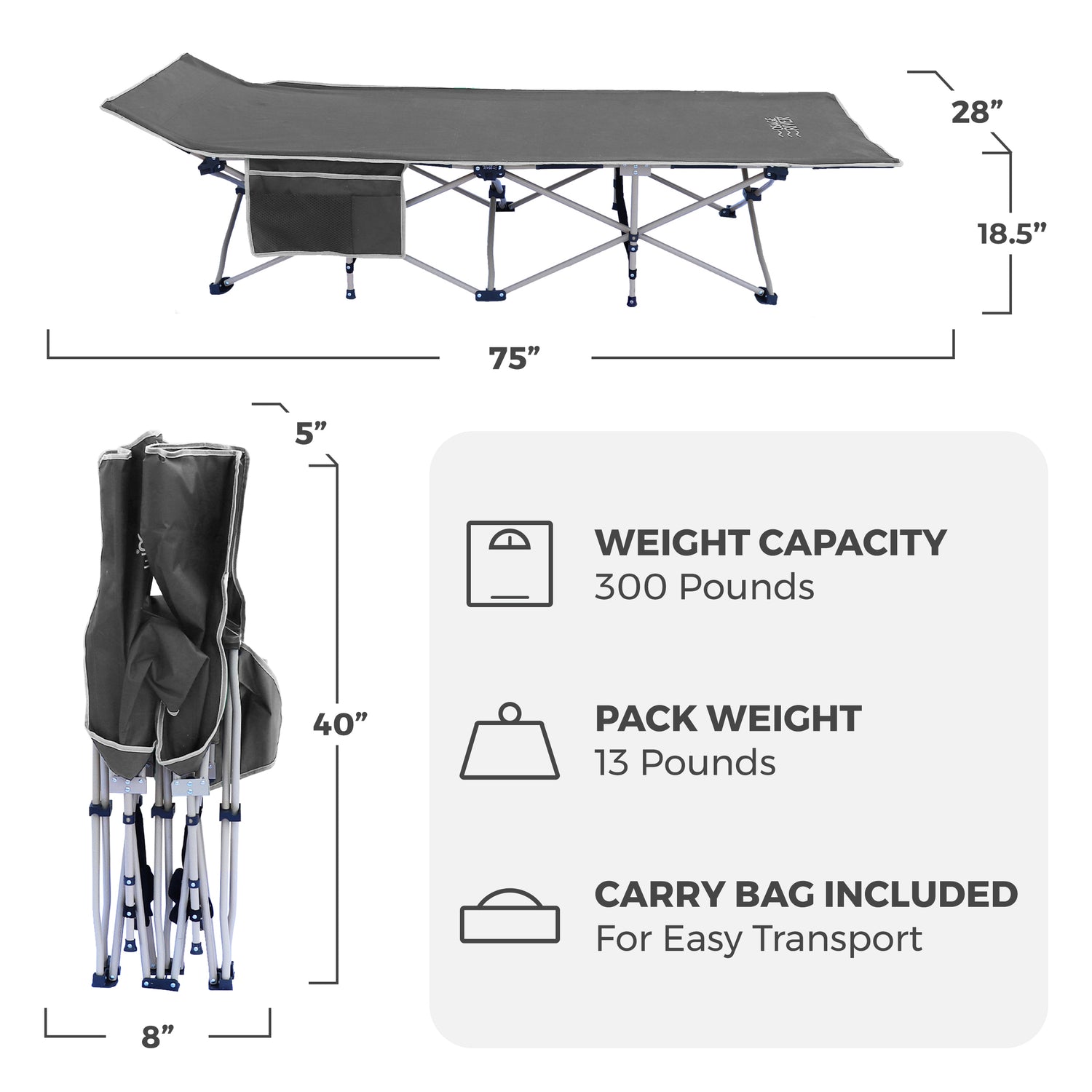 Lightweight Camping Cot w/Carrying Case