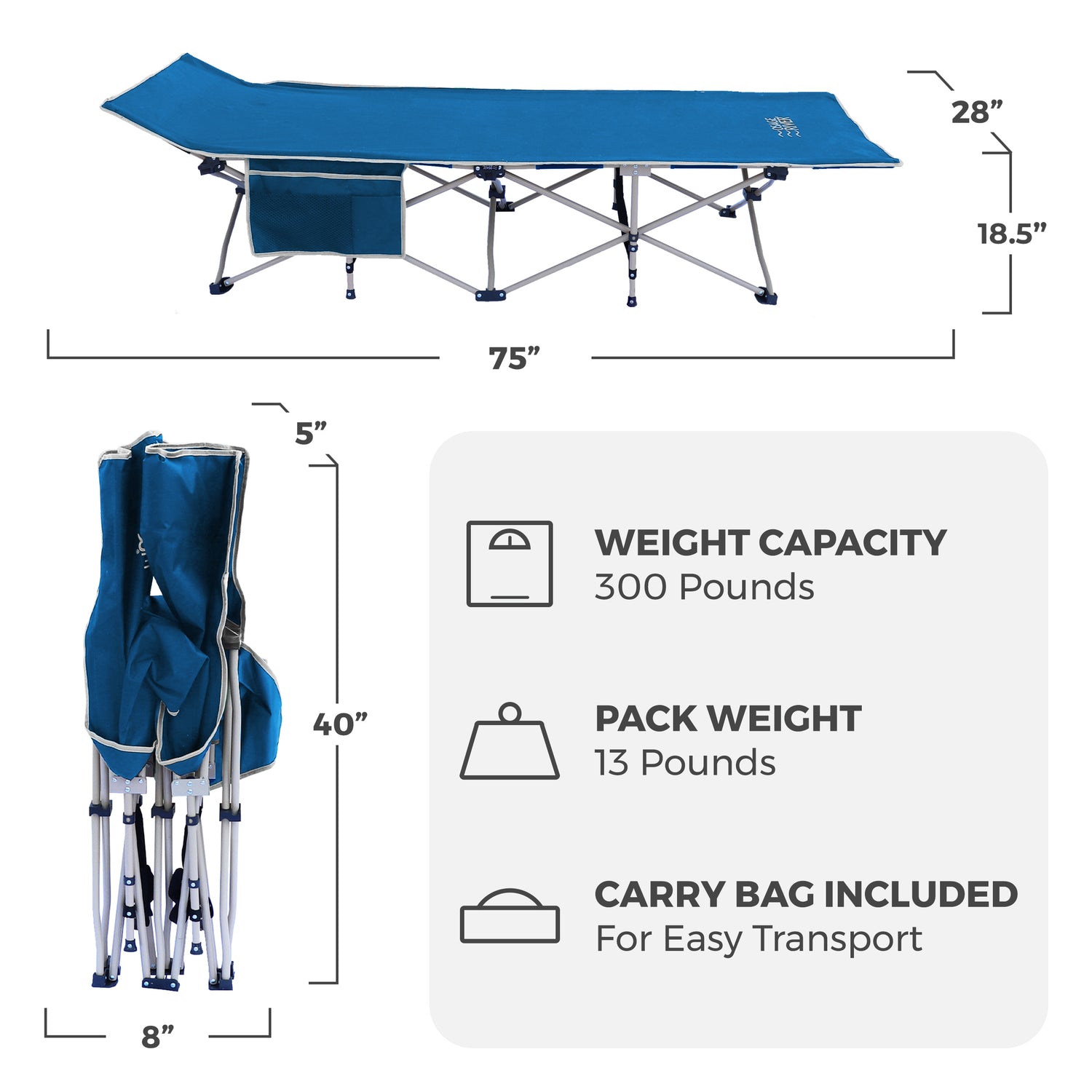 Lightweight Camping Cot w/Carrying Case