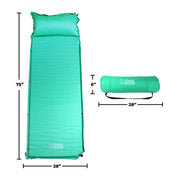 Self Inflating Sleeping Pad with Built-In Pillow, Compact Memory Foam Sleep Mat, Camping Air Mattress for Tent, Travel, Backpacking, or Hiking