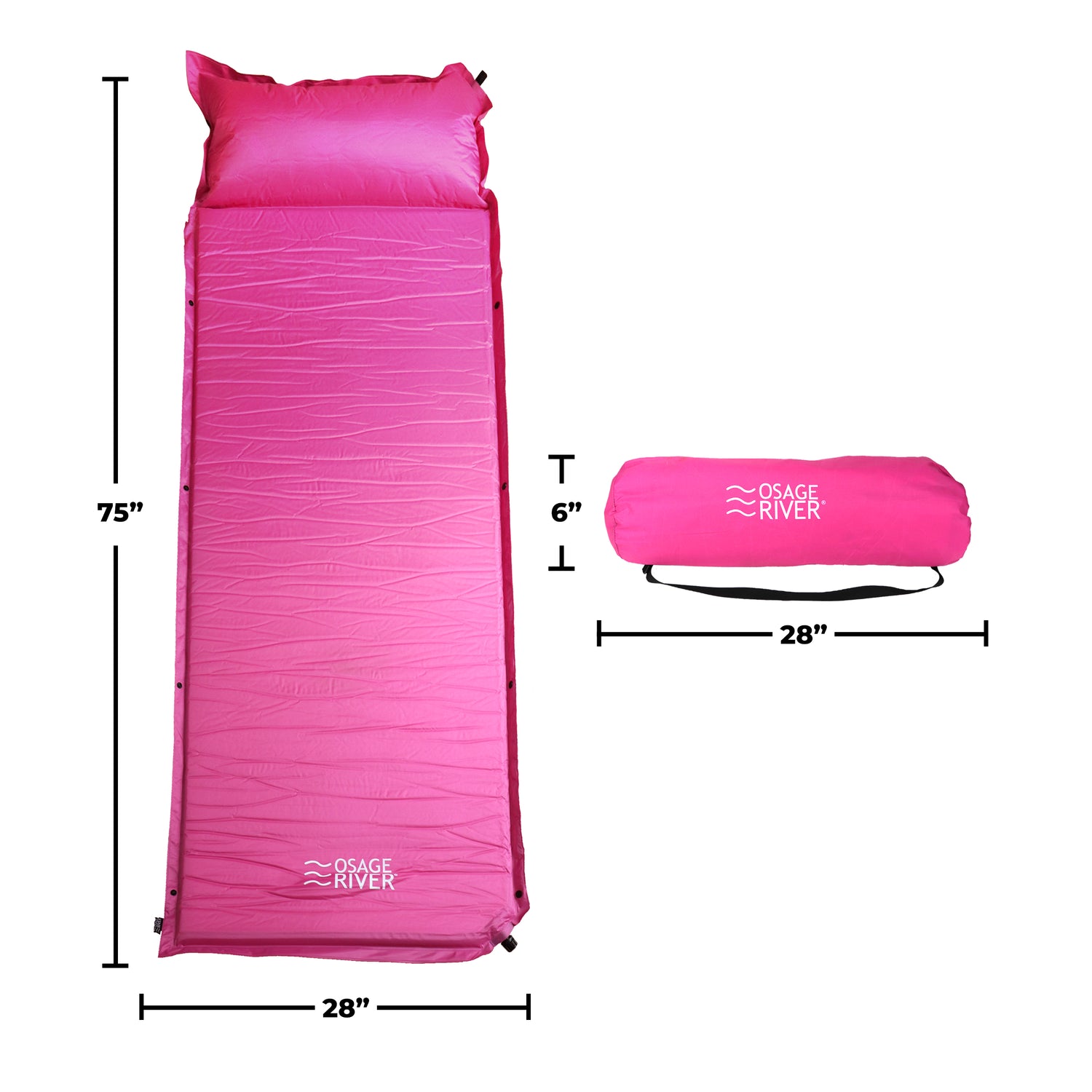 Self-Inflating Sleeping Pad with Built-In Pillow