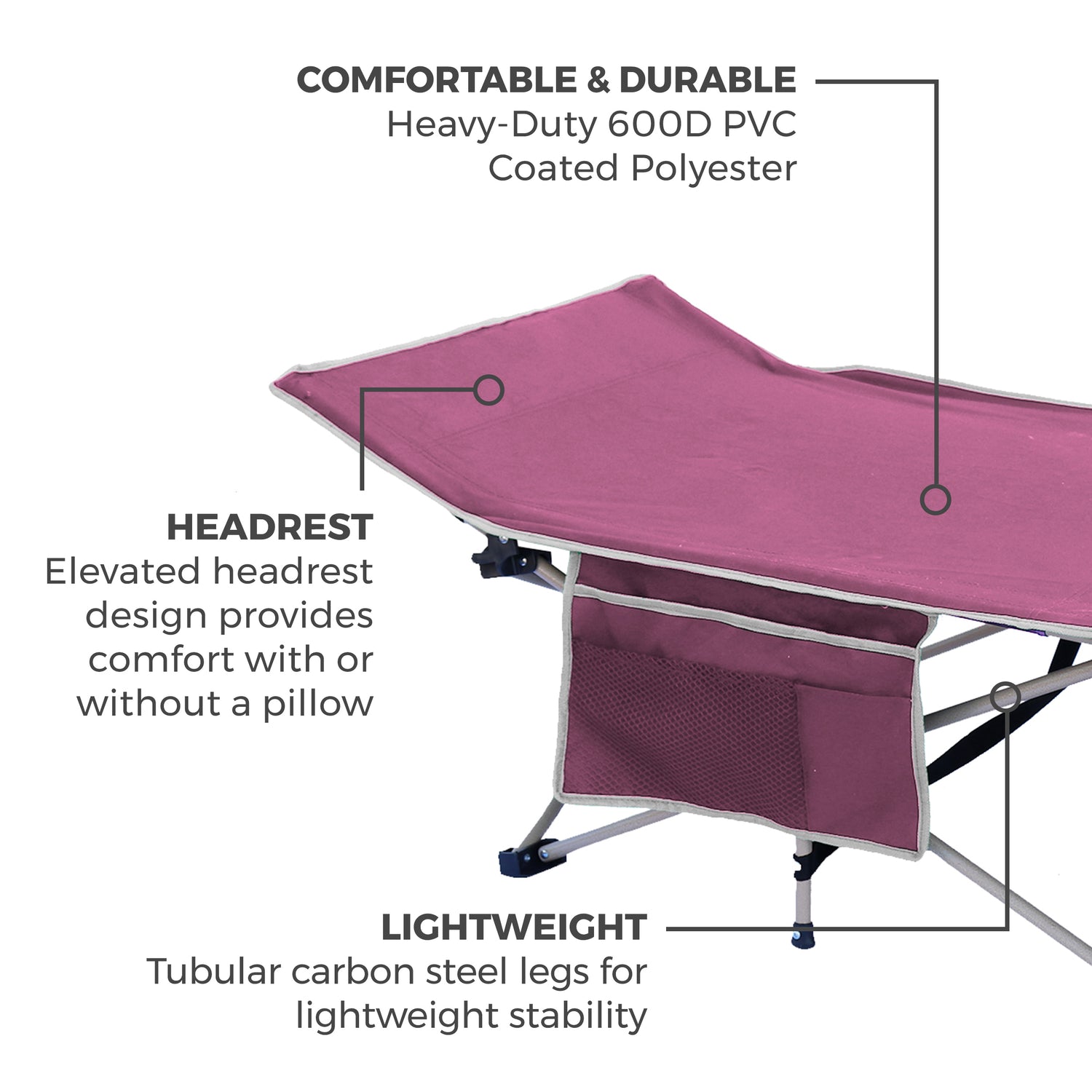 Lightweight Camping Cot w/Carrying Case