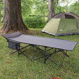 XL Folding Camping Cot with Pocket and Built-In Pillow