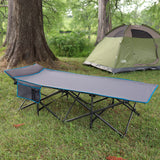 XL Folding Camping Cot with Pocket and Built-In Pillow