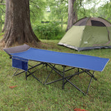 XL Folding Camping Cot with Pocket and Built-In Pillow