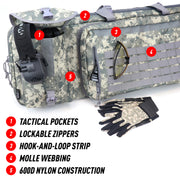 Double Rifle Bag Tactical Long Rifle and Pistol Bag, Soft Rifle Backpack Gun Bag with Lockable Zippers and Padded Handles, Available Length in 36" 42" 46" 51" 55"