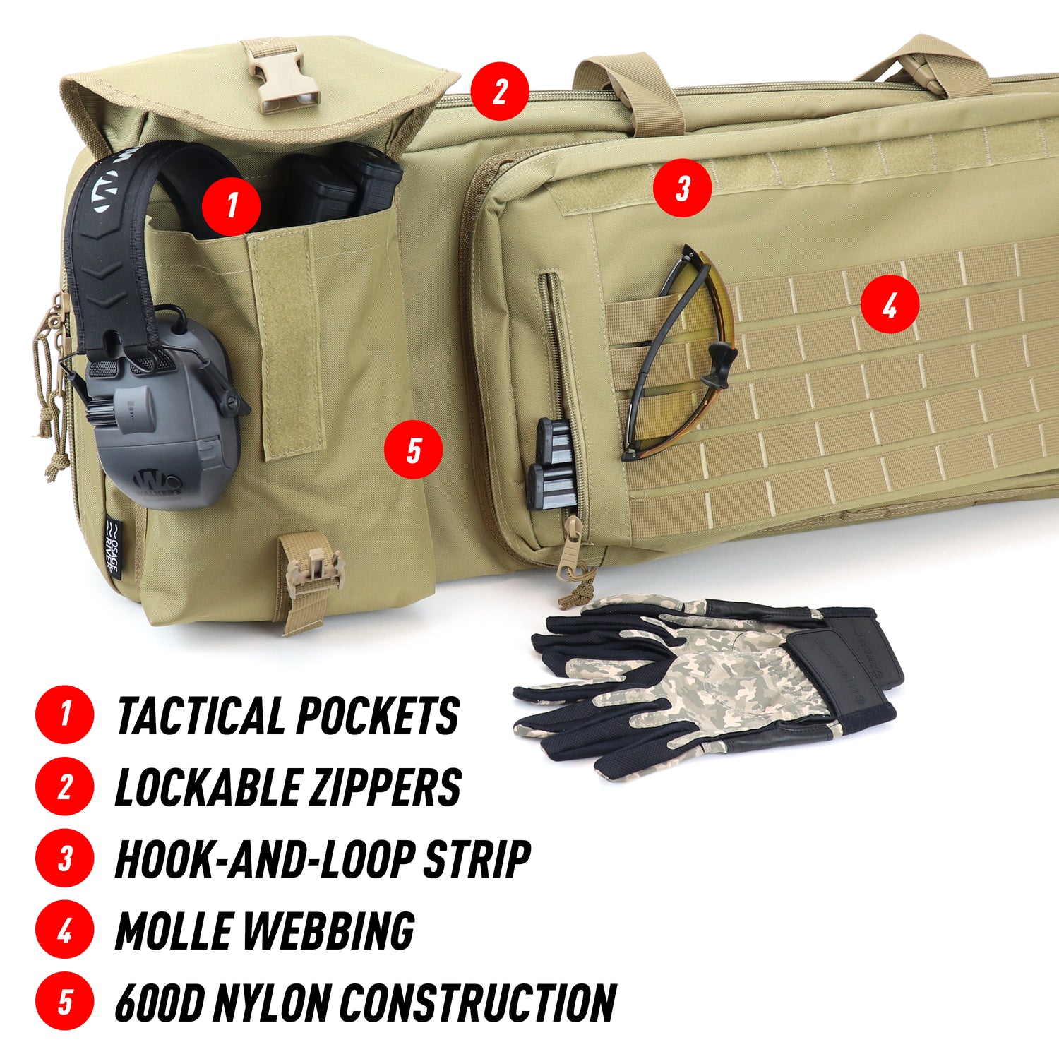 Double Rifle Bag Tactical Long Rifle and Pistol Bag