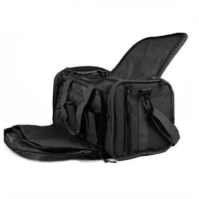Tactical Range Bag with 9 Compartments and 2 Removable Pistol Pouches, Duffle Bag for Shooting, Hunting, or Traveling